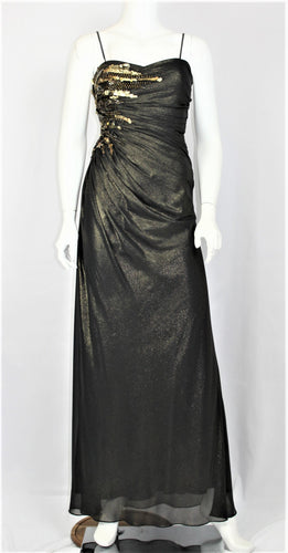 Black and Gold Shirred Gown for RENT