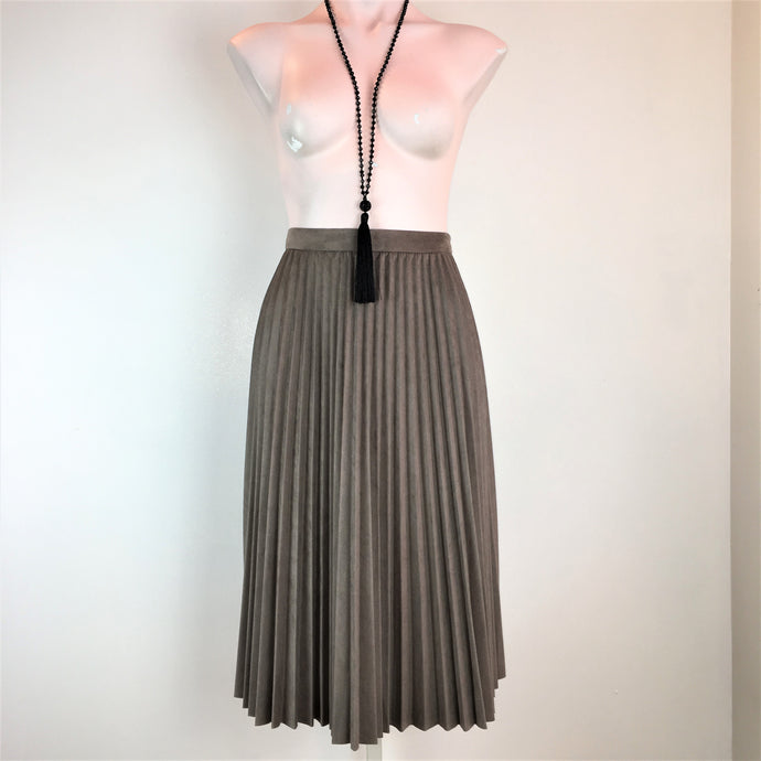 Pleated Faux Suede Skirt